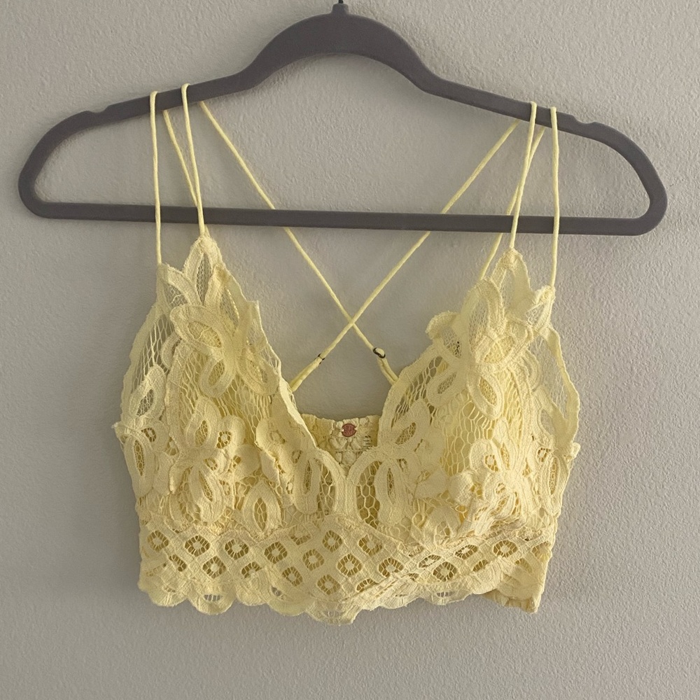 Free People yellow lace bra